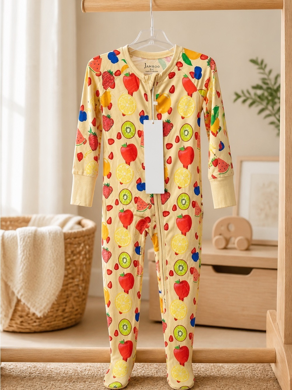 NWT Jamboo Infant Vibrant Yellow Convertible One Piece Bamboo Pajamas 6-12M